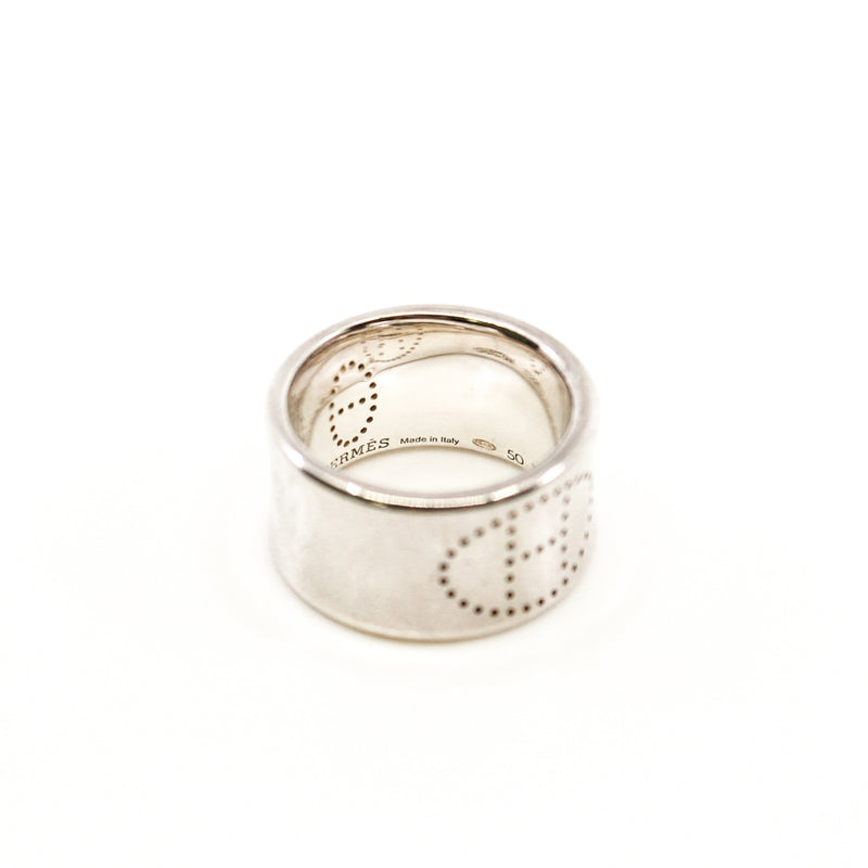 wide silver H ring #50