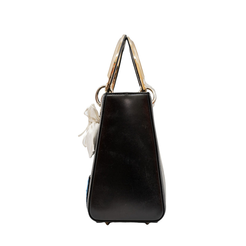 lady old medium with badges in leather black phw - L'UXE LINK