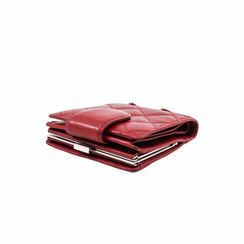 Cambon CC Bifold Quilted Lambskin Wallet Red