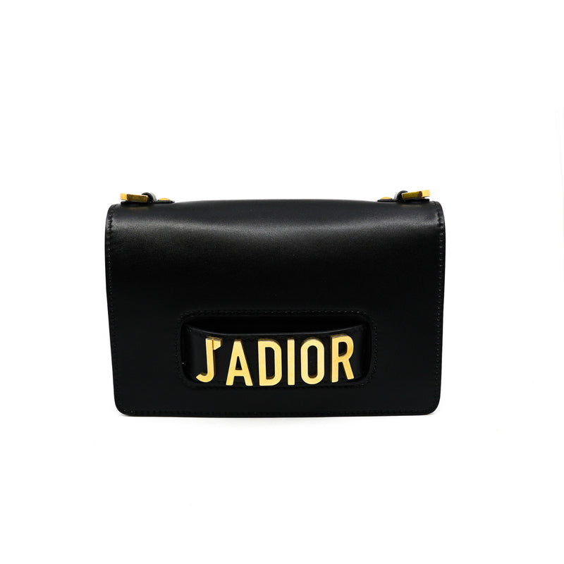 medium j'a dior chain bag in leather black ghw - L'UXE LINK