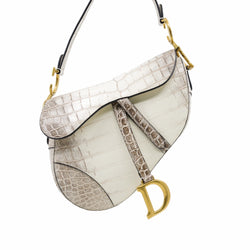 Saddle Bag Medium Matte Niloticus Himalayan Aged Gold Hardware - L'UXE LINK