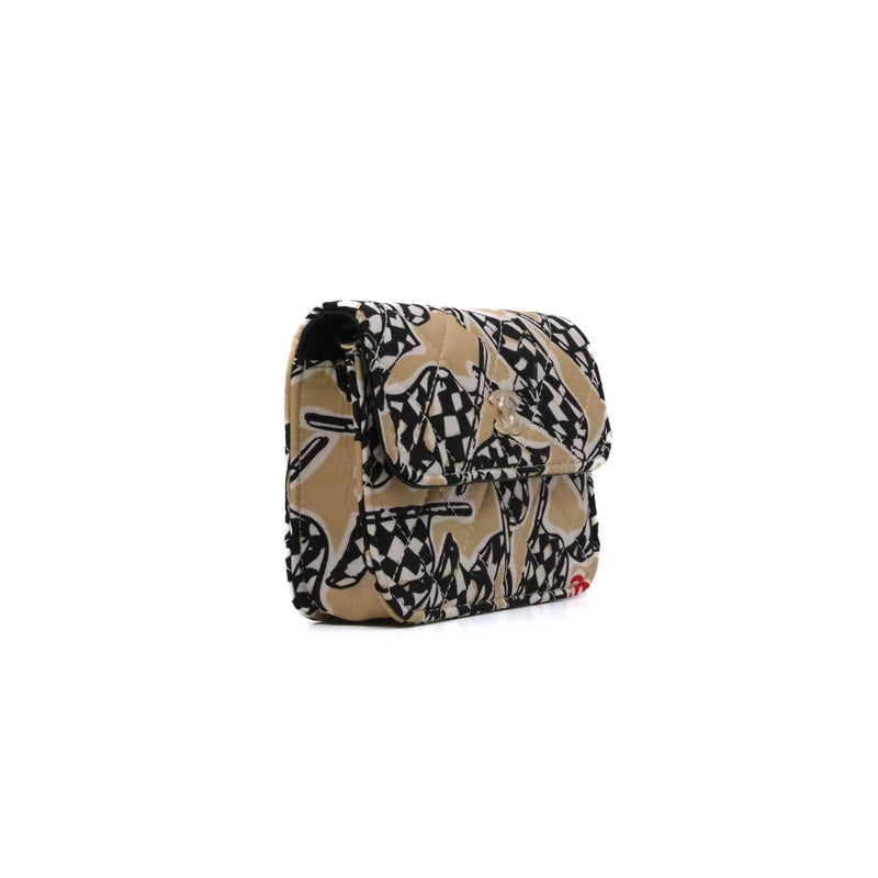 vanity card holder chain bag with fabric beige/black phw #KPG - L'UXE LINK