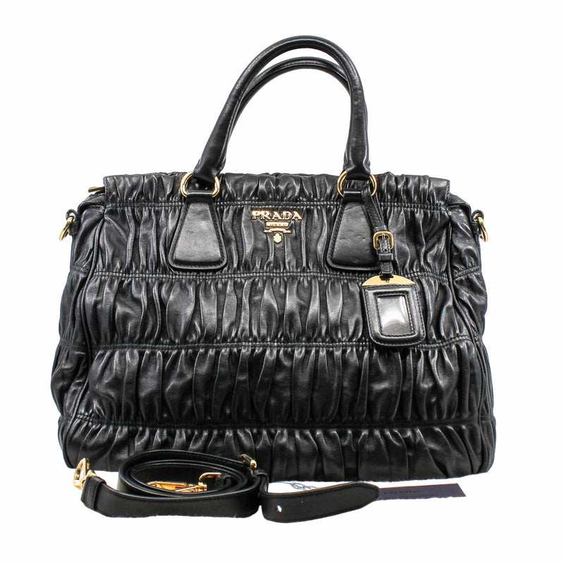 handle bag lamb skin black  ghw - L'UXE LINK