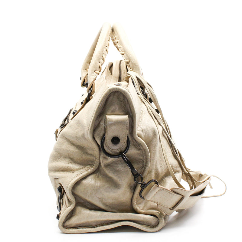city medium leather beige Antique Brass - L'UXE LINK