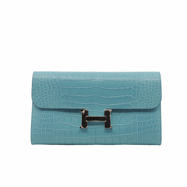 constance long wallet 3Z blue saint cyr phw crocodile X stamp - L'UXE LINK