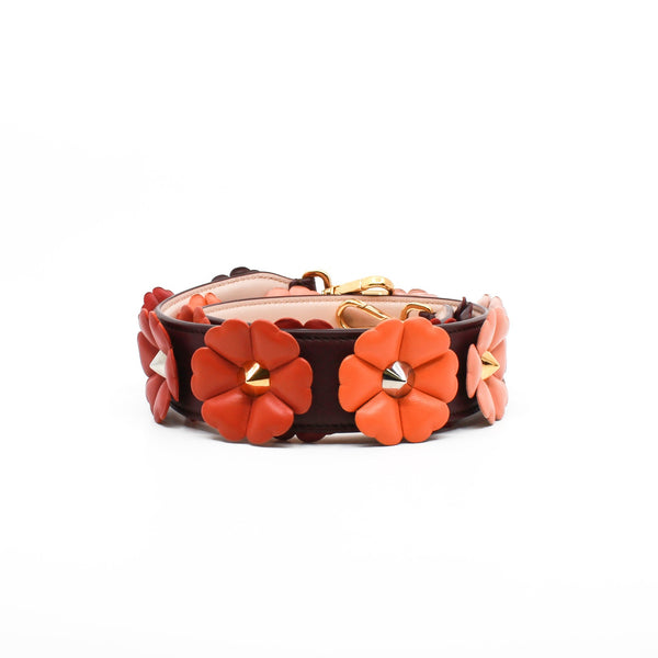 flower stud strap in leather winered ghw - L'UXE LINK