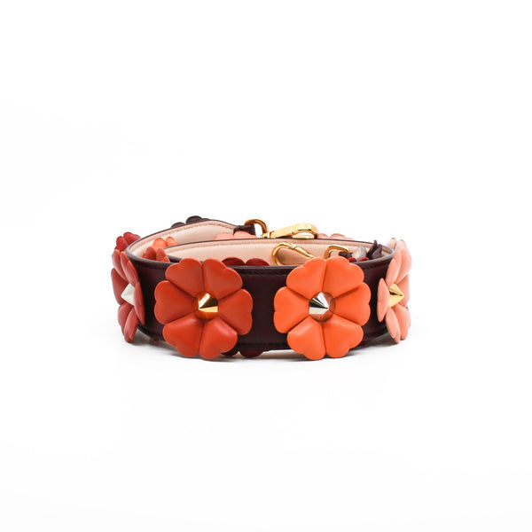 flower stud strap in leather winered ghw
