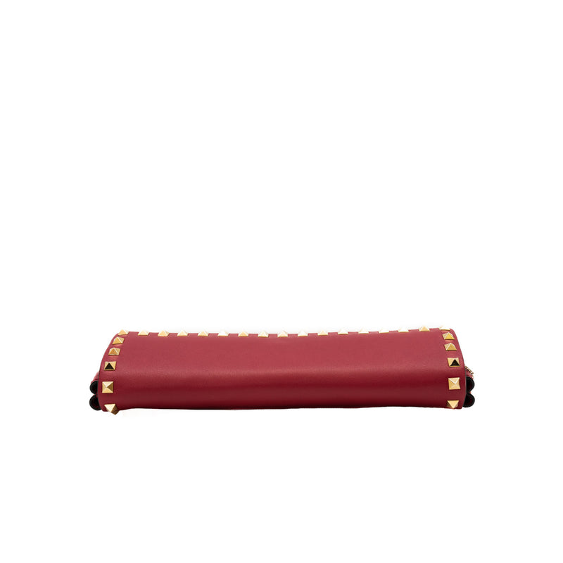 long clutch with stads bangle handle in leather rosepink ghw - L'UXE LINK