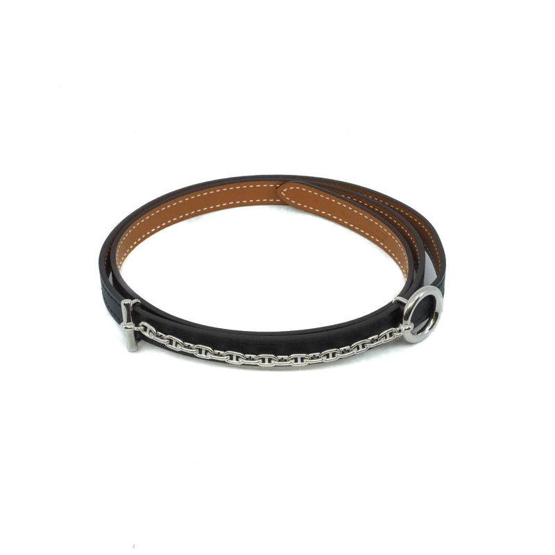 13mm Carrousel belt buckle & Reversible leather strap  in epsom black/gold phw