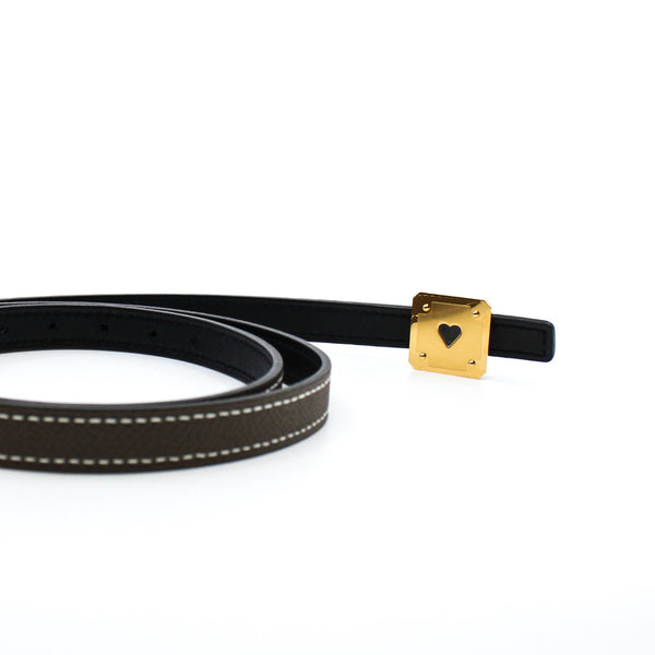 13mm lady belt in etoupe color with heart buckle size 80 - L'UXE LINK