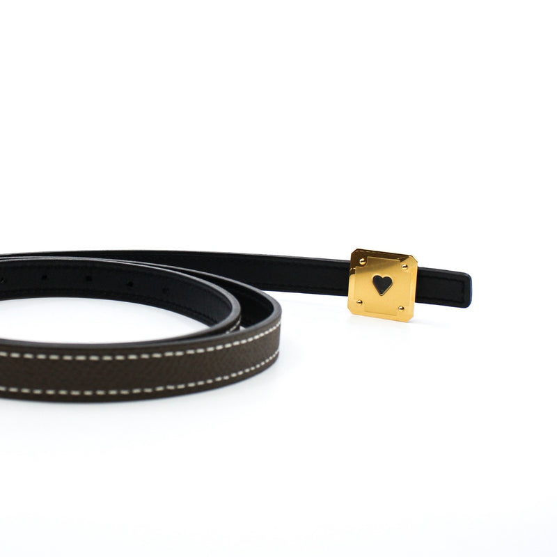 13mm lady belt in etoupe color with heart buckle size 80 - L'UXE LINK