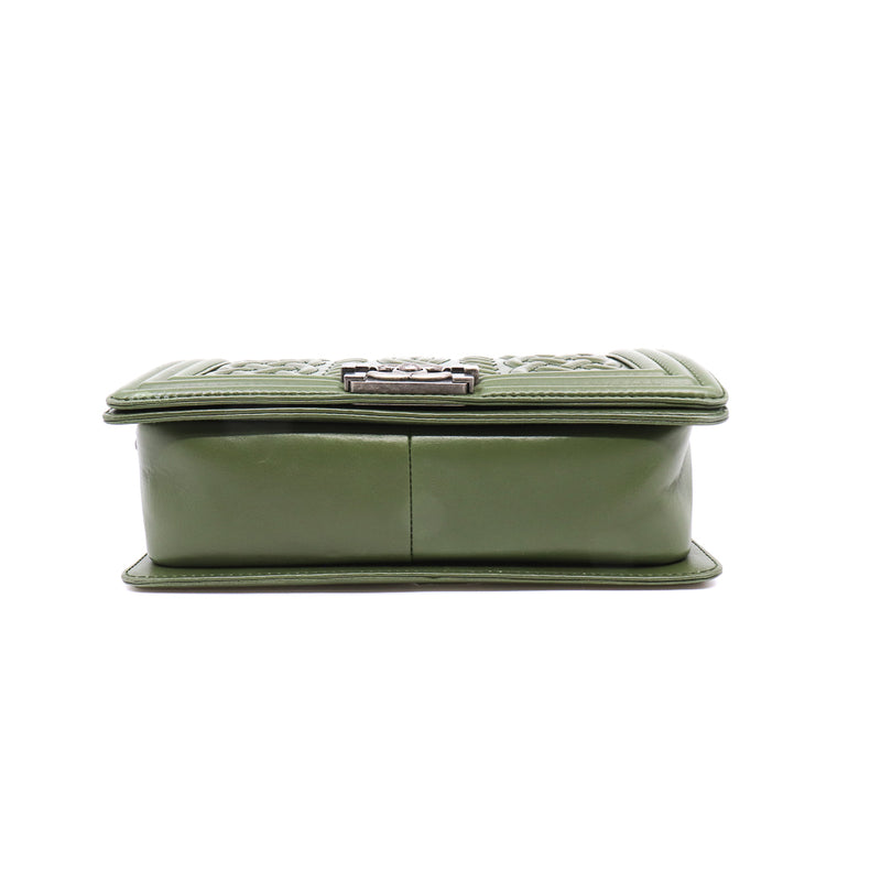 leboy mm in knots  leather green ruthenium seri 18 - L'UXE LINK