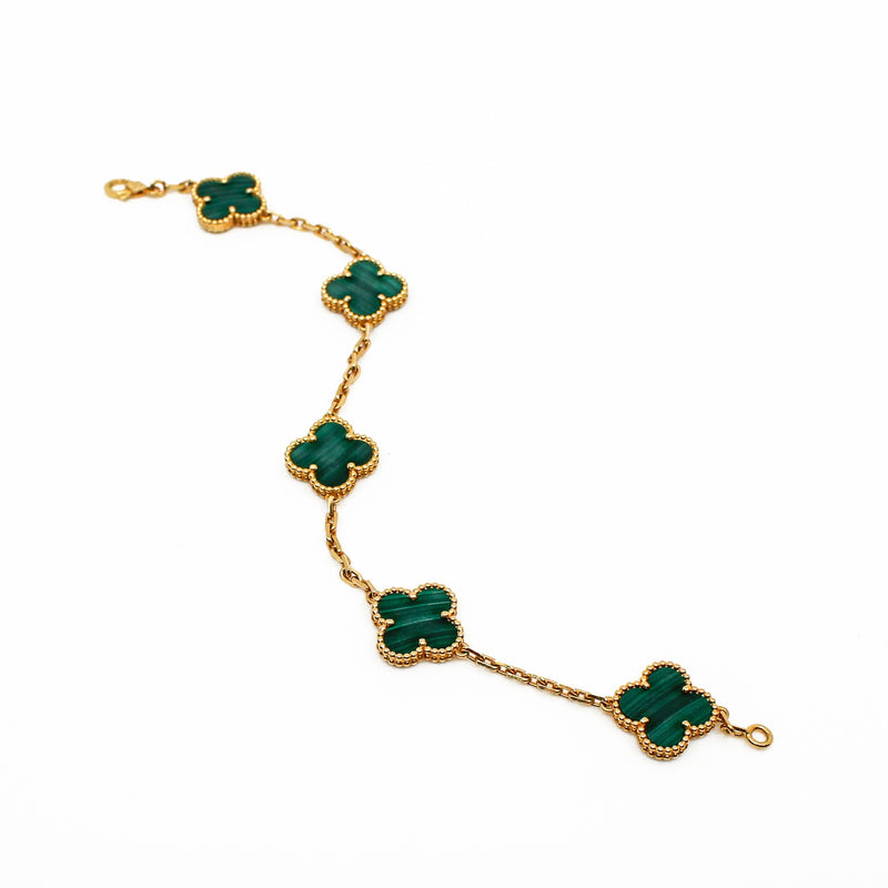 alhambra 18k yg green five flower bracelet