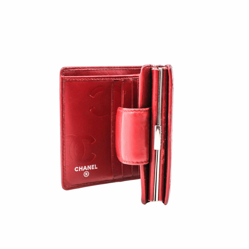 Cambon CC Bifold Quilted Lambskin Wallet Red