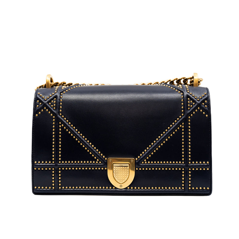 ama medium with bead studs in lambskin blue ghw