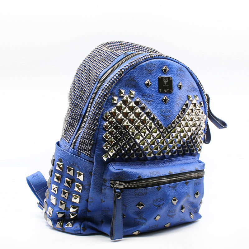 blue leather backpack australia blue medium stud backpack – L'UXE LINK