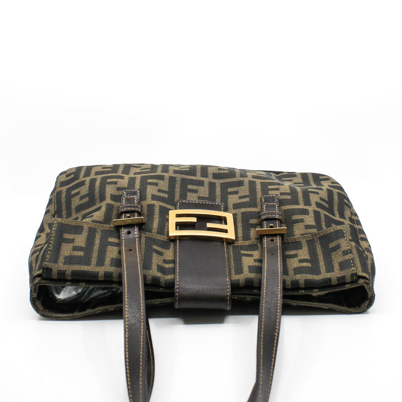 Mamma Baguette  Shoulder Bag Fabric  Brown GHW - L'UXE LINK
