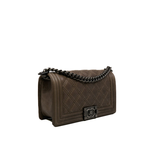 leboy large quilted in calfskin grey/brown aged hw seri 18 - L'UXE LINK
