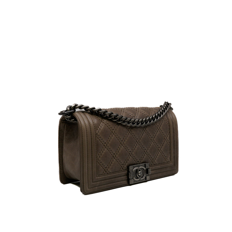 leboy large quilted in calfskin grey/brown aged hw seri 18 - L'UXE LINK