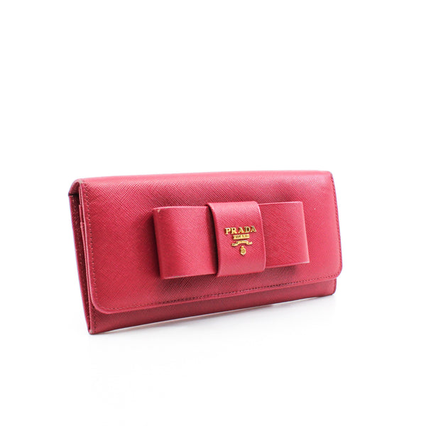 Prada wallet red rose with a bow