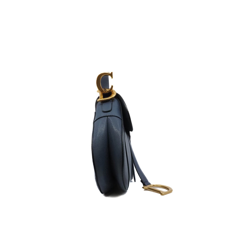 saddle mm leather blue - L'UXE LINK