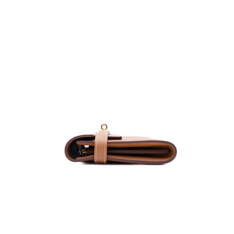 kelly long wallet in espom gold ghw D stamp - L'UXE LINK