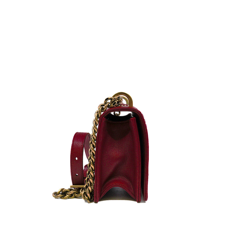 small ama with studs in lambskin red ghw 2018 - L'UXE LINK