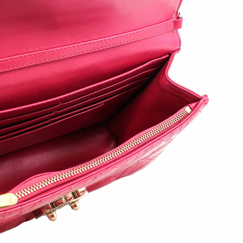 Cannage Miss Dior Promenade Pouch Patent Pink GHW #2015