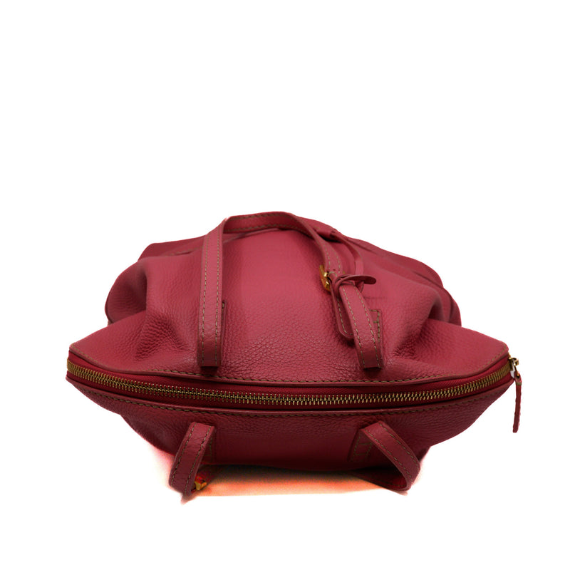 calfskin tote bag in pink red color - L'UXE LINK