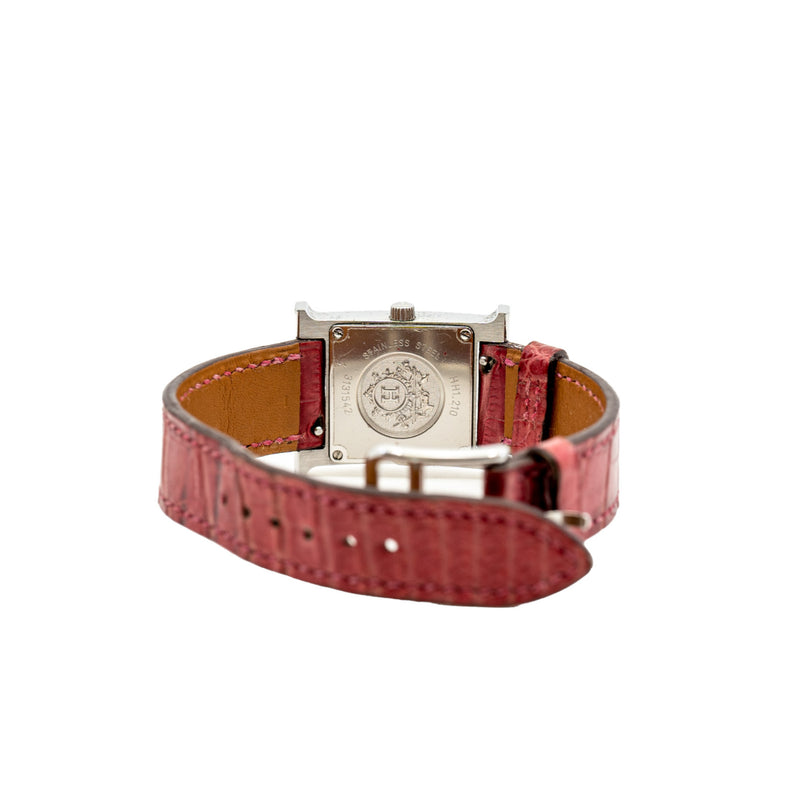 h hour pm with diamonds inside face crocodile strap - L'UXE LINK