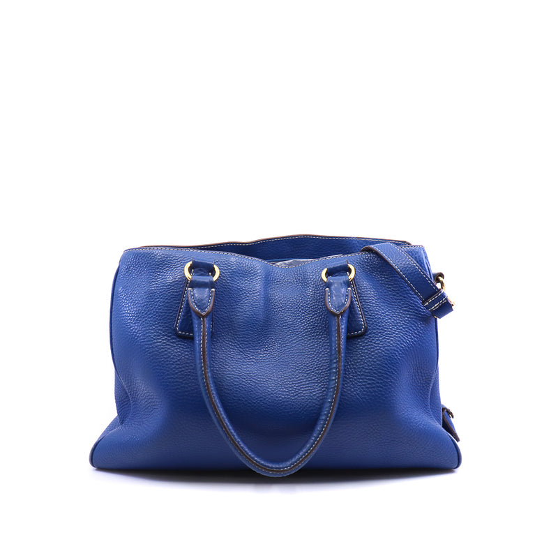 tote with strap in leather blue ghw
