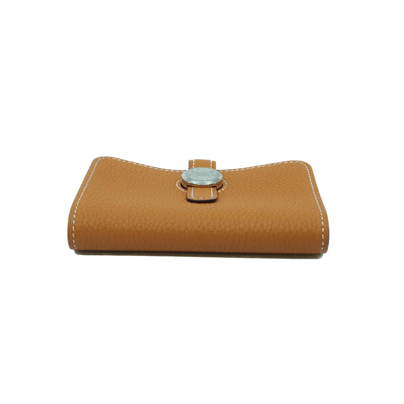 HERMES Dogon Card Case gold Togo Leather