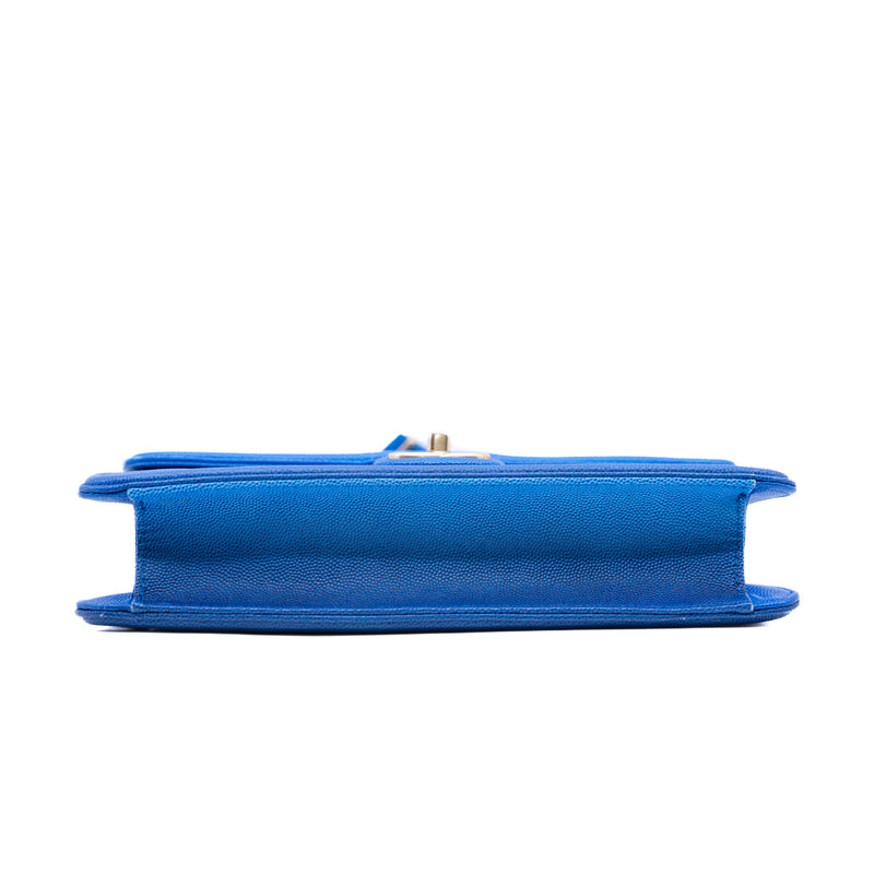 medium flap bag with color chian in caviar bright blue mix ghw seri 27 - L'UXE LINK