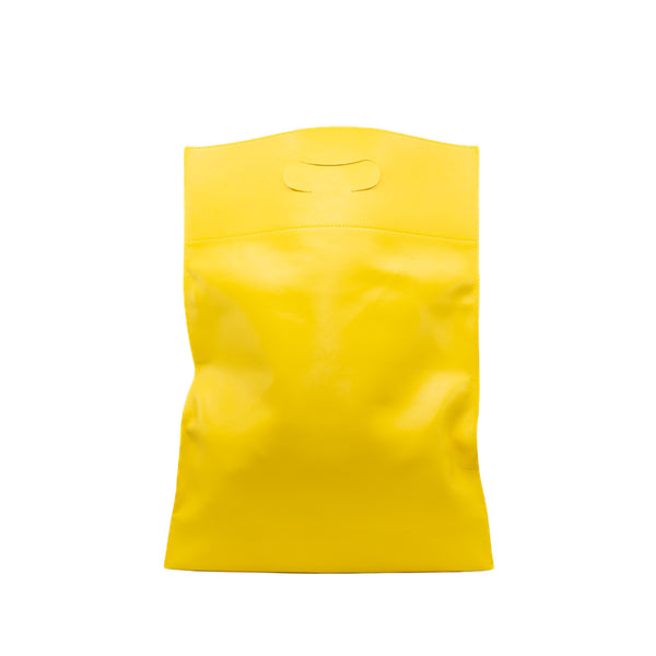 cat shopping tote in leather yellow - L'UXE LINK