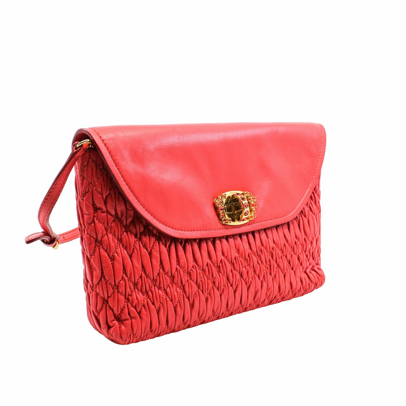 clutch small leather red ghw