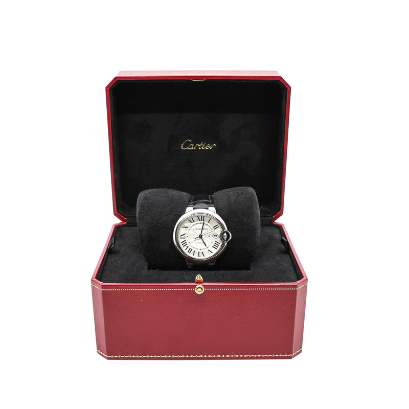 ballon bleu 40MM, AUTOMATIC steel black leather sbb0039 - L'UXE LINK
