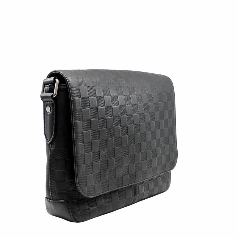 Messenger District Damier Infini  Granit black phw - L'UXE LINK