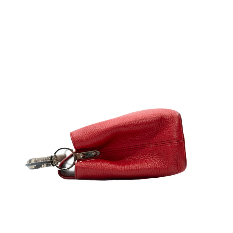 capucines bb with snake handle in leather red - L'UXE LINK