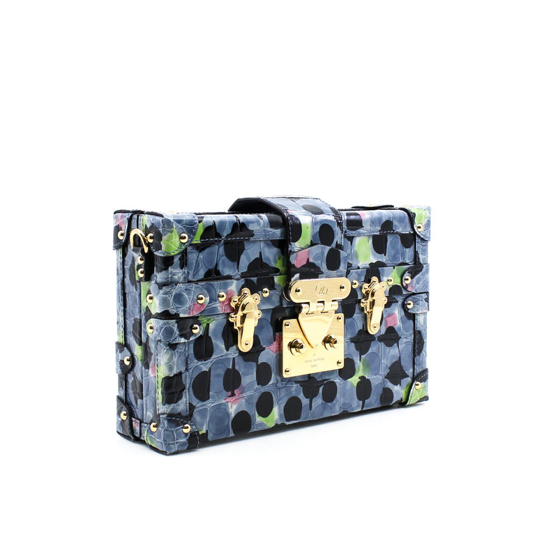 petite malles crocodile ghw in gray blue mix black pink green dots