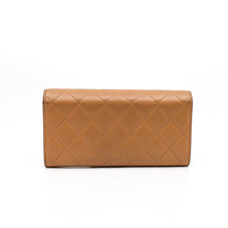 long wallet lamb skin brown  ghw seri 22 - L'UXE LINK