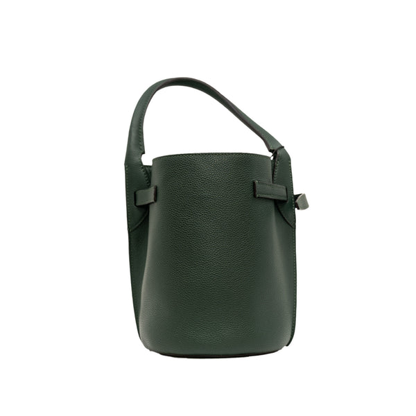 buckle tote in leather green