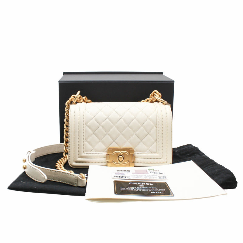 leboy mini   lambskin white ghw  ser 30 - L'UXE LINK