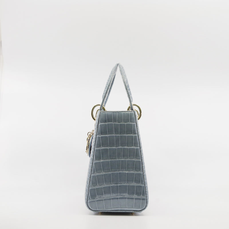lady dior mini crocodile  blue