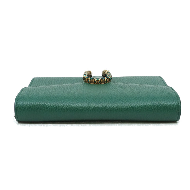 dionysus crystal buckle chain bag in leather green
