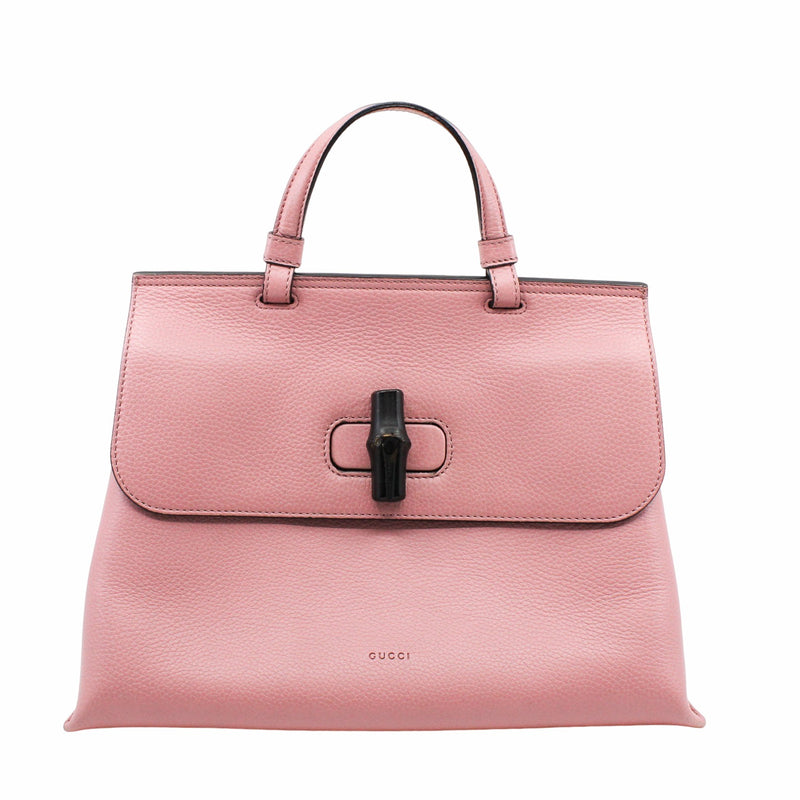 Bamboo Daily Top Handle Bag Leather Pink phw - L'UXE LINK