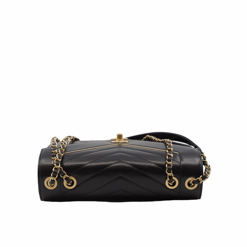 flap bag lamb skin black V  ghw seri24 - L'UXE LINK