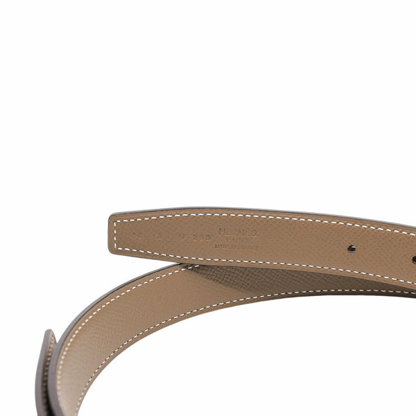 24mm belt etoupe epsom with black with silver buckle size 80 - L'UXE LINK