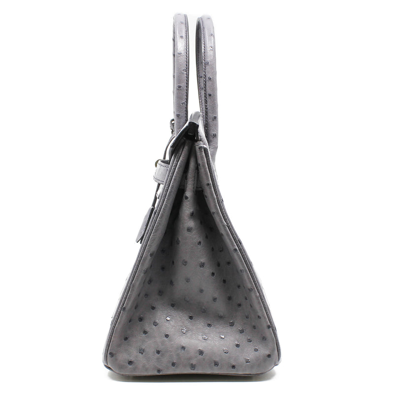 birkin 30 grey ostrich PHW x stamp - L'UXE LINK