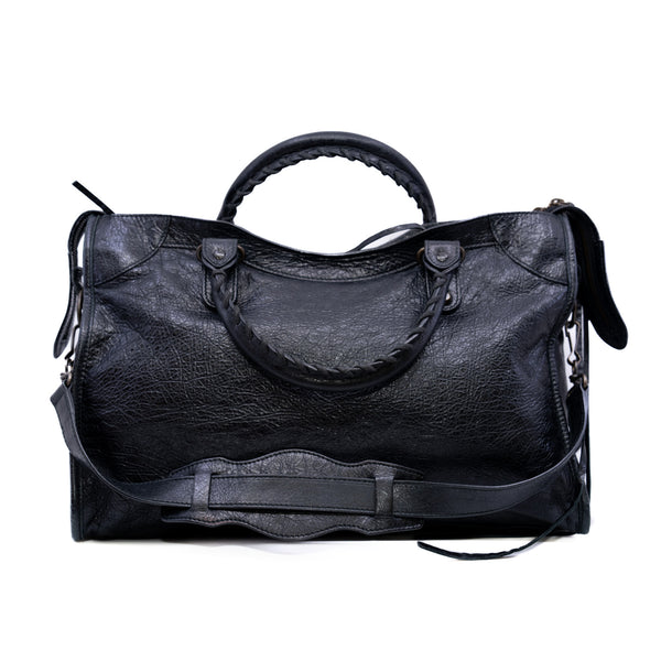 part time studs shoulder bag in leather black ruthenium hw