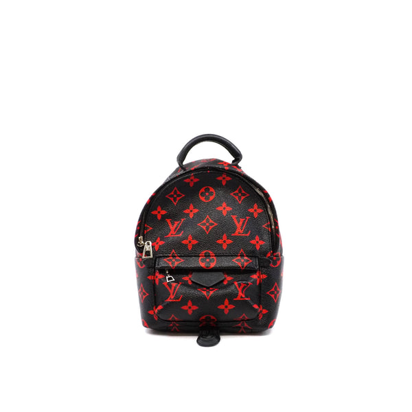 Louis Vuitton Palm Springs leather backpack black and red monogram